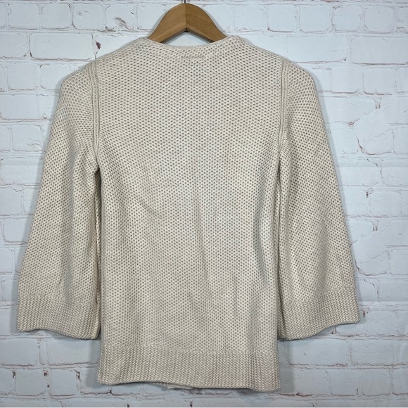 Ann Taylor Sweater Cardigan Womens Size XS Tan Waffle Knit Flare Sleeve - Picture 7 of 8